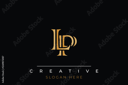Sophisticated gold LP monogram logo on a sleek black background, ideal for branding, creative design, and luxurious themes.