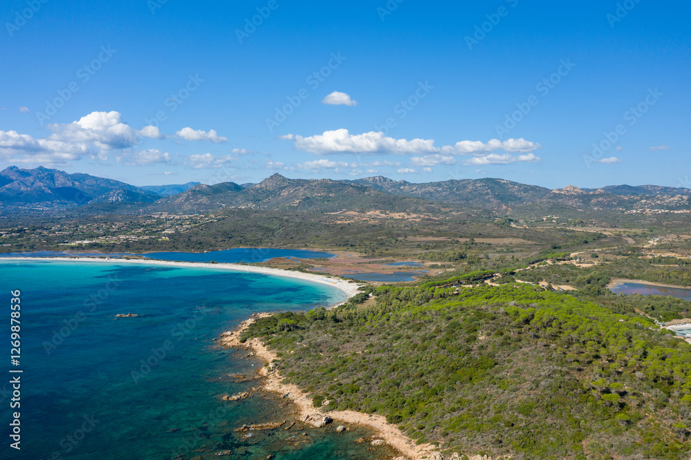 Obraz premium Spiaggia Lu Impostu beach in San Teodoro in Europe, Italy, Sardinia, San Teodoro, in summer, on a sunny day.