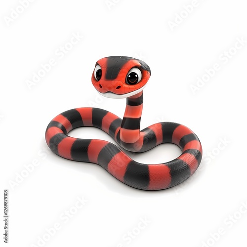 Milk Snake, 3D cartoon illustration, isolated on a white background. Milk Snake cartoonish

 photo