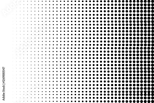 Monochrome halftone texture overlay with a subtle dotted pattern. Abstract black and white splatter background featuring a horizontal linear halftone design. Includes circles, dots, screen-tone effect