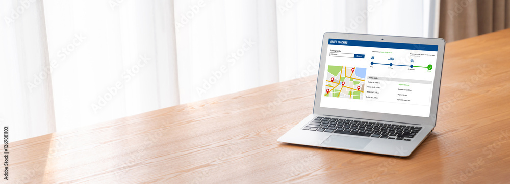 Fototapeta premium Delivery tracking system for e-commerce and modish online business to timely goods transportation and delivery