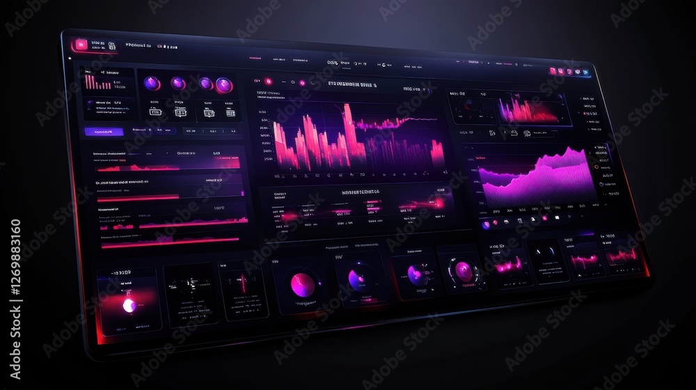 Futuristic Data Visualization Interface with Purple and Pink Theme Futuristic Data Visualization Interface with Purple and Pink Theme