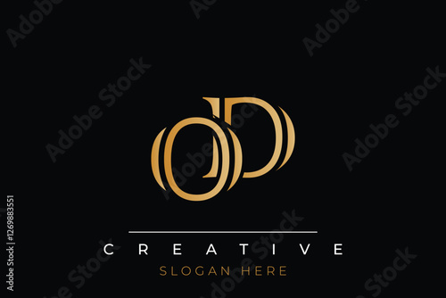 Sophisticated gold OD monogram logo on a sleek black background, ideal for branding, creative design, and luxurious themes.