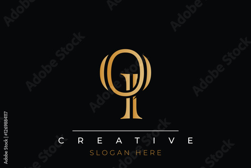Sophisticated gold OI monogram logo on a sleek black background, ideal for branding, creative design, and luxurious themes.