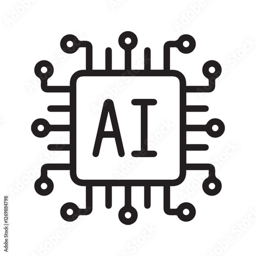 AI chip line icon design