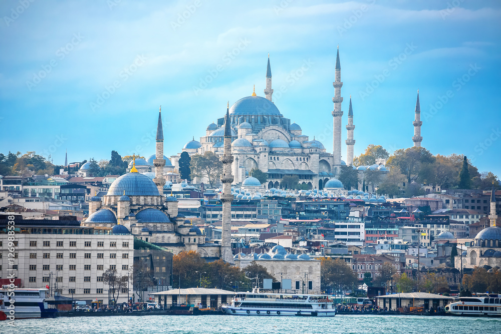 Naklejka premium The Suleymaniye Mosque is an Ottoman imperial mosque located on the Third Hill of Istanbul