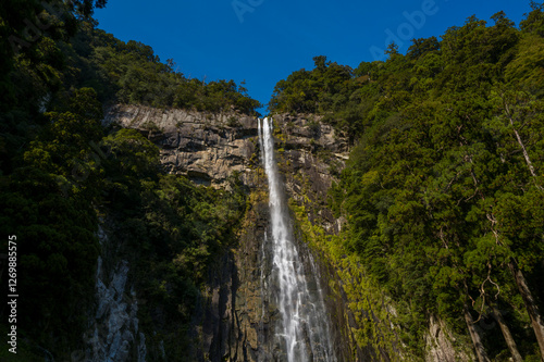 Nachi Falls in Asia, Japan, Kansai, Nachisan, in summer, on a sunny day.