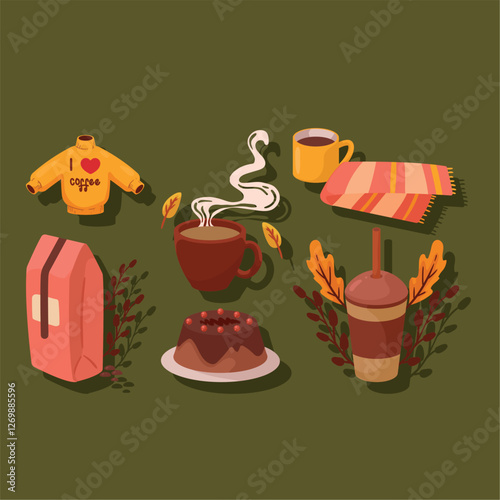 coffee vector icon set with white background