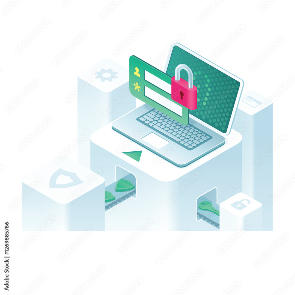 Login page security illustration design Login page security illustration design