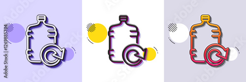 Water cooler bottle line icon. Halftone dotted pattern. Gradient icon with grain shadow. Refill aqua drink sign. Liquid symbol. Line refill water icon. Various designs. Vector