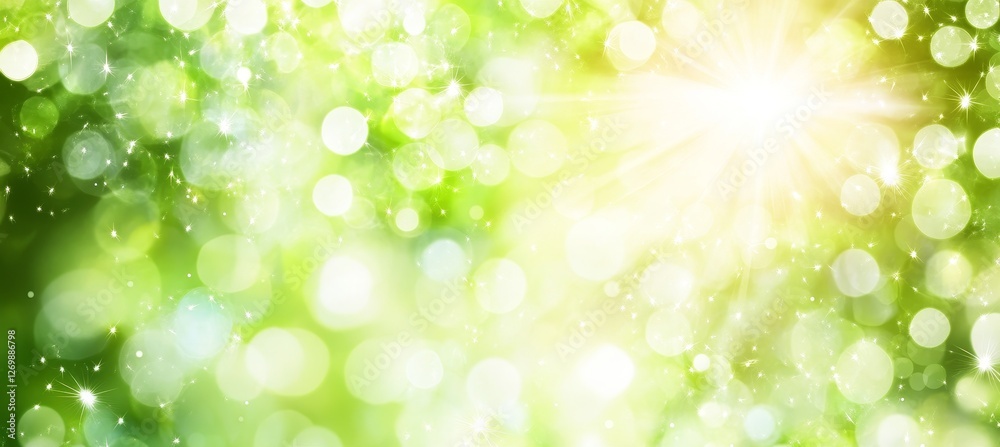 Fototapeta premium Abstract Natural Background With Sunlight And Bokeh, Oversaturated Green And Yellow Tones, 85mm