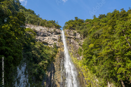 Nachi Falls in Asia, Japan, Kansai, Nachisan, in summer, on a sunny day.