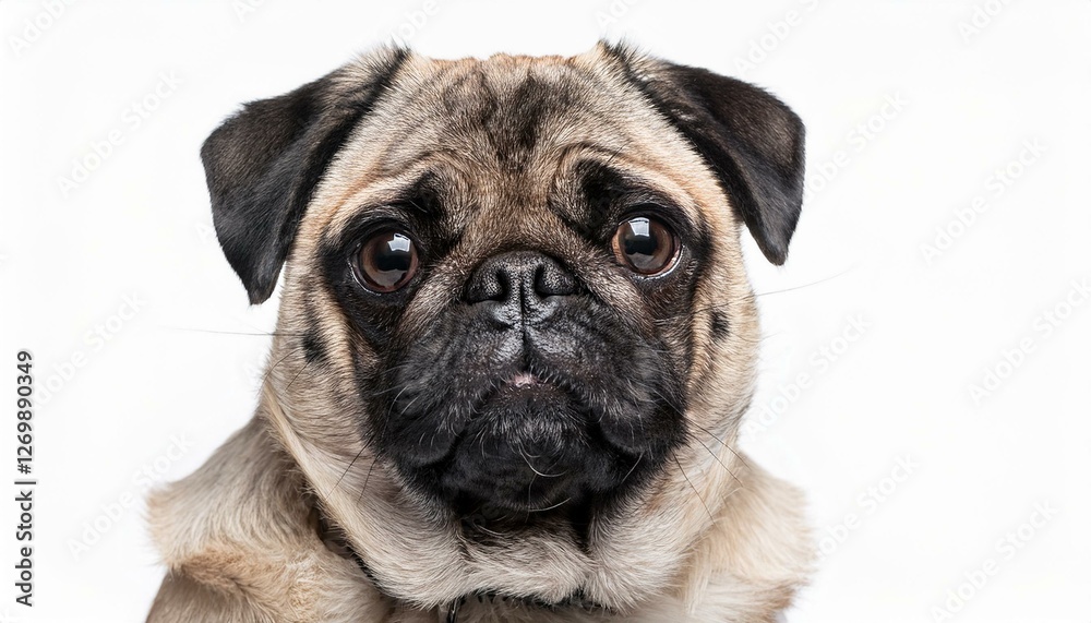 portrait of a pug dog isolated on white background portrait of a pug dog isolated on white background