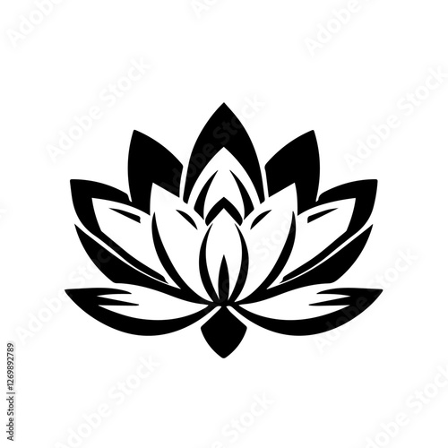 lotus flower icone graphic minimal black and white illustration