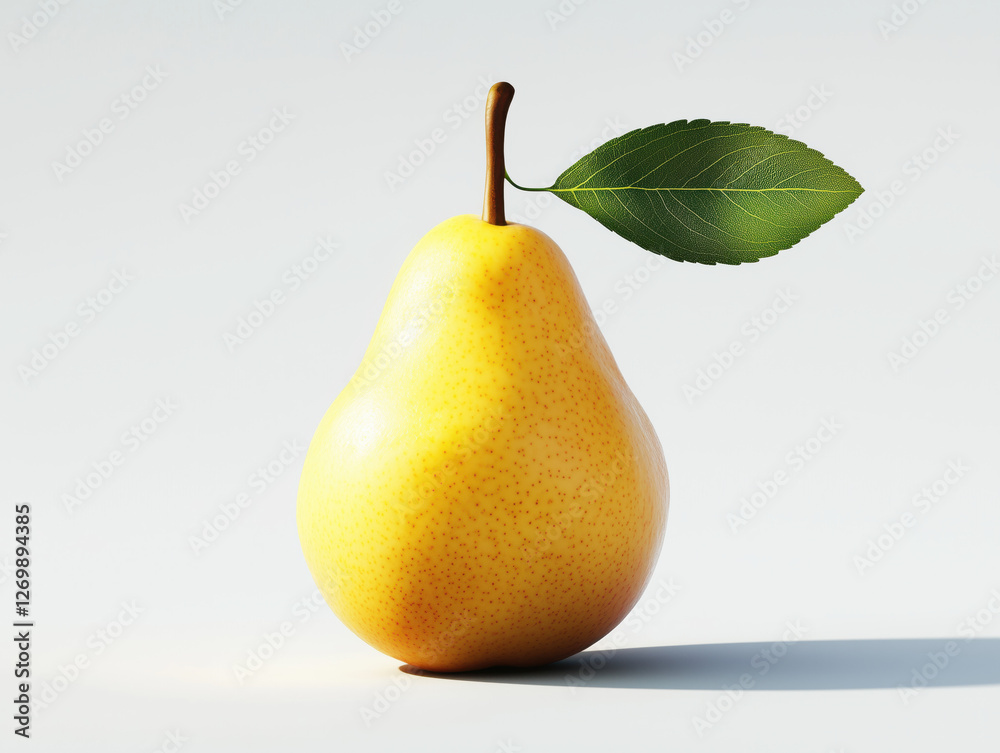 A Stunning Lifelike Illustration Showcasing a Vibrant Ripe Yellow Pear with a Lush Green Leaf, Evoking the Essence of Freshness and Natural Beauty. A Stunning Lifelike Illustration Showcasing a Vibrant Ripe Yellow Pear with a Lush Green Leaf, Evoking the Essence of Freshness and Natural Beauty.