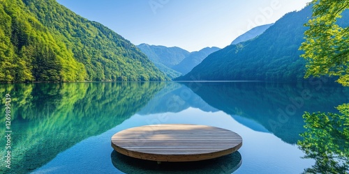 Serene Mountain Lake With Wooden Platform