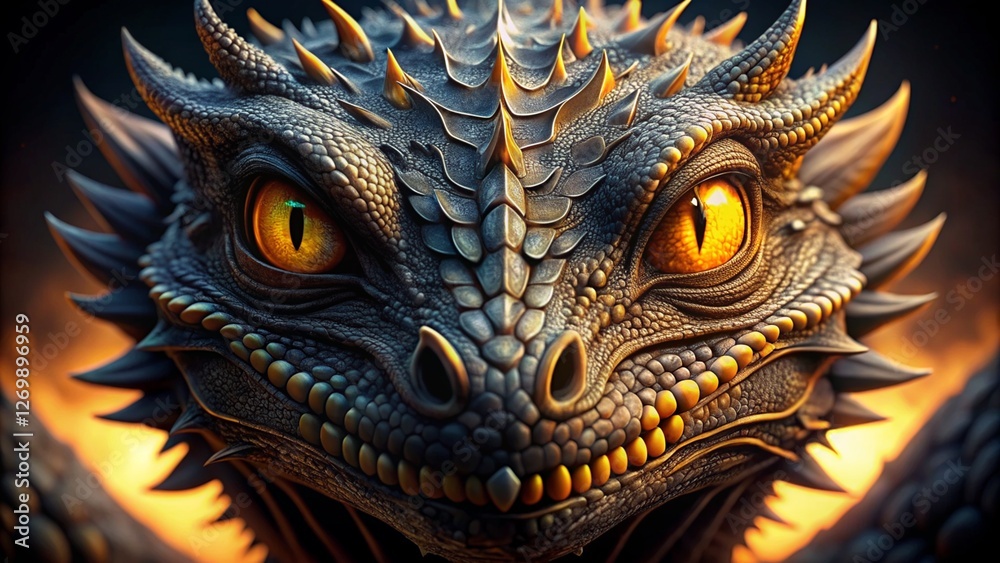 A Scary Dragon with Glowing Yellow Eyes A Scary Dragon with Glowing Yellow Eyes