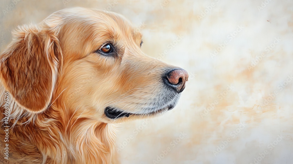 Golden Retriever Dog Profile Portrait Painting Art Beautiful Canine Animal Pet Golden Fur Soft Brown Elegant Artistic Detailed Image Cute Doggy Puppy Golden Retriever Dog Profile Portrait Painting Art Beautiful Canine Animal Pet Golden Fur Soft Brown Elegant Artistic Detailed Image Cute Doggy Puppy