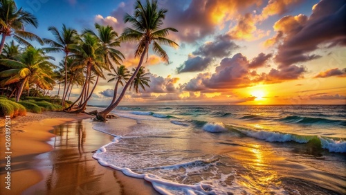 sunset over the beach