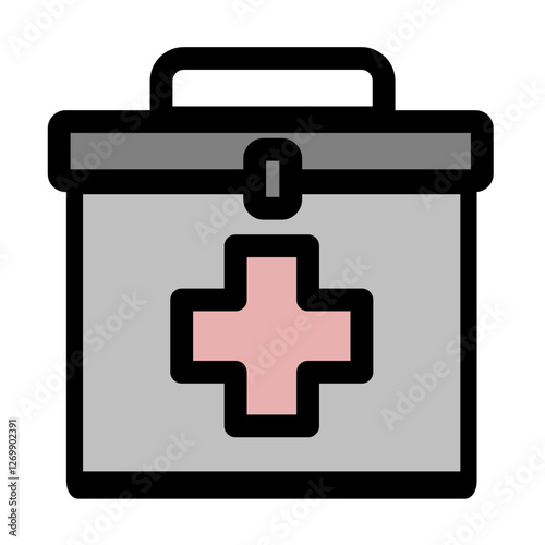 First aid kit - clean and modern pharmacy and medicine icon.