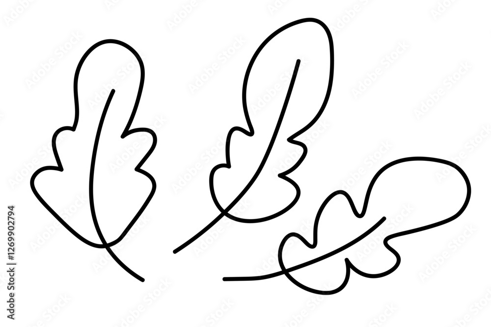 Arugula leaves in doodle style. Isolated elements Arugula leaves in doodle style. Isolated elements