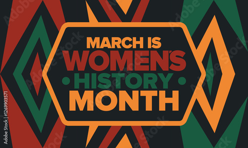Women's History Month. Celebrated annual in March, to mark women’s contribution to history. Female symbol. Women's rights. Girl power in world. Poster, postcard, banner. Vector illustration