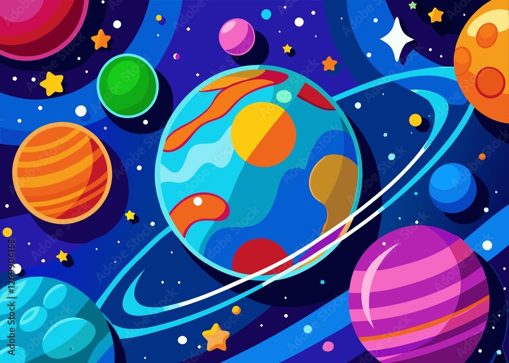 Abstract background with planets and stars Abstract background with planets and stars
