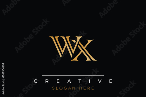 Sophisticated gold WX monogram logo on a sleek black background, ideal for branding, creative design, and luxurious themes.