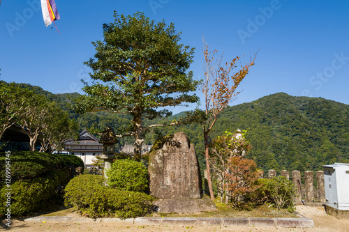 The stele at Kumano-Nachi Taisha in Nachisan in Asia, Japan, Kansai, Nachisan, in summer, on a sunny day.