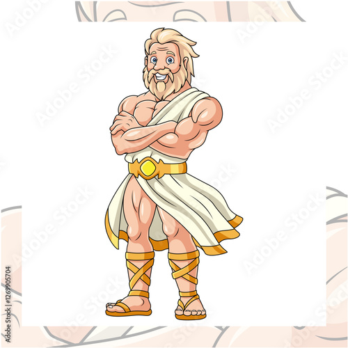 Cartoon zeus character design on white background