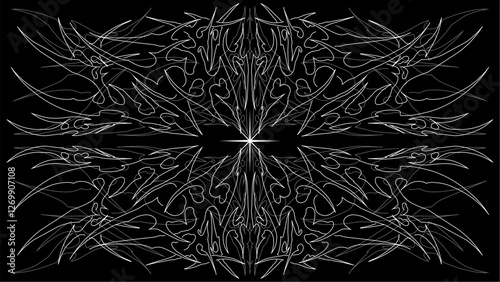 Abstract neo tribal symmetrical design, sharp Cyber gothic pattern, Perfect for digital artwork
