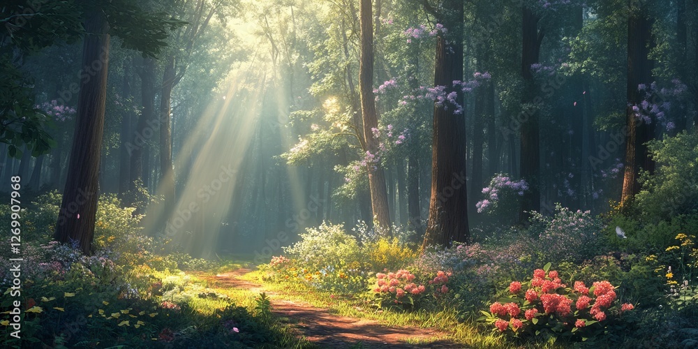 A serene forest landscape featuring tall green trees, including pines, with sunlight filtering through the canopy. Perfect for nature, outdoor, and environmental-themed projects. A serene forest landscape featuring tall green trees, including pines, with sunlight filtering through the canopy. Perfect for nature, outdoor, and environmental-themed projects.
