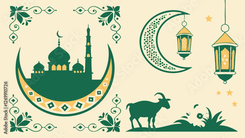 Eid al-Adha Vector Templates , Bakra Eid Celebration Designs for Greetings & Social Media