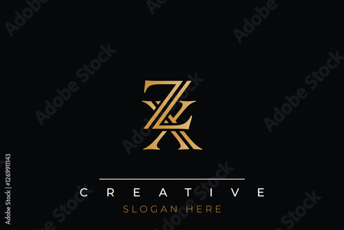 Sophisticated gold ZX monogram logo on a sleek black background, ideal for branding, creative design, and luxurious themes.