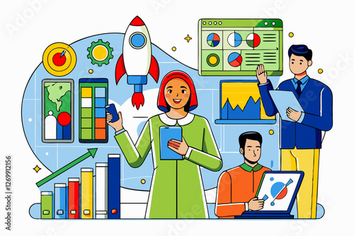 Arab startup team launching a new project with innovation and technology