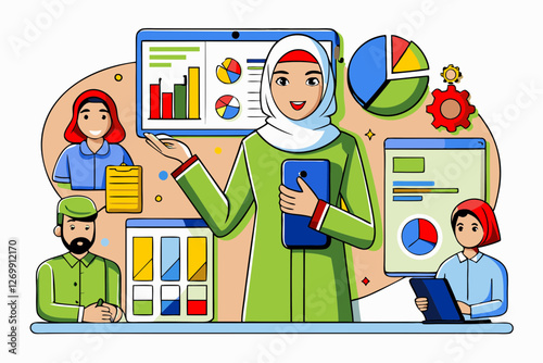 Arab business leader guiding a team through financial planning and analysis