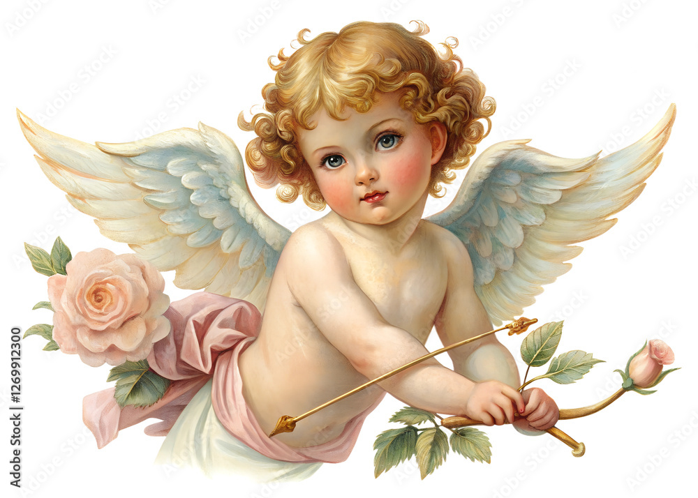 Fototapeta premium angel with heart shaped balloon