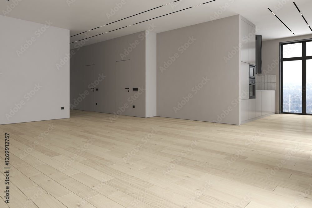 Obraz premium Modern style conceptual interior empty room 3d illustration