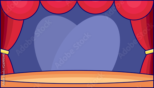 Stage Podium for Show and Theater with Spotlight Simple Illustration and Art