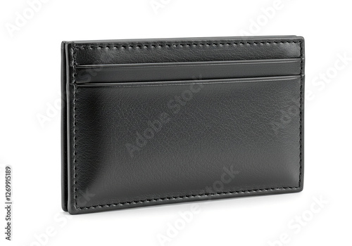 black leather cardholder isolated on white background photo