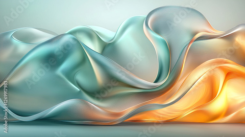 Wallpaper Mural Abstract fluid light design with glowing yellow-orange and soft green light trails. Suitable for artistic digital artwork and background wallpaper.
 Torontodigital.ca