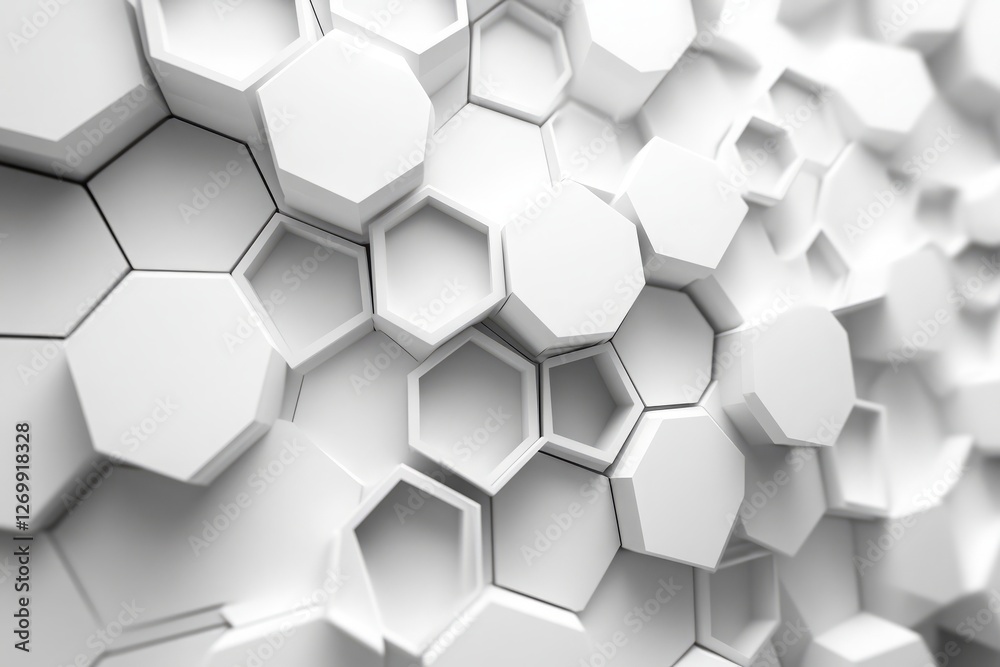 Naklejka premium Abstract white background with a hexagonal pattern for a technology concept vector presentation design background. Copy space available