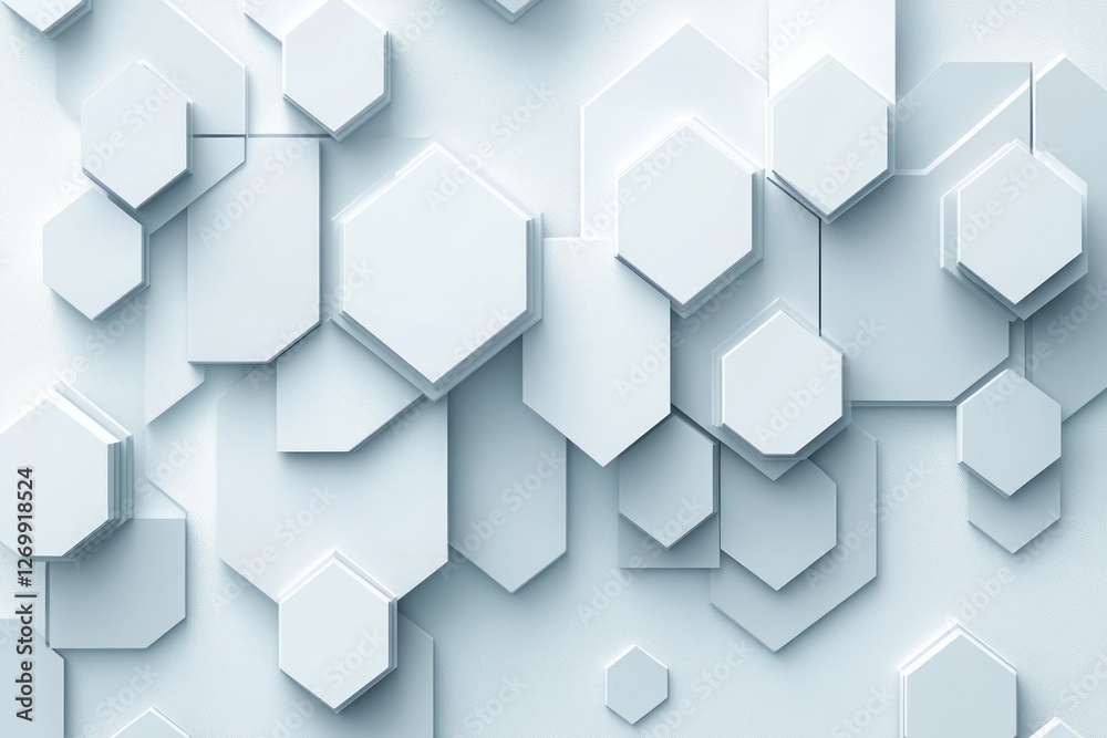Abstract white background with a hexagonal pattern for a technology concept vector presentation design background. Copy space available