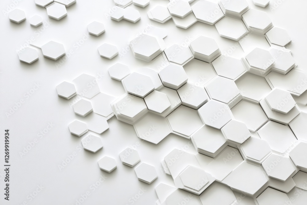 Abstract white background with a hexagonal pattern for a technology concept vector presentation design background. Copy space available Abstract white background with a hexagonal pattern for a technology concept vector presentation design background. Copy space available