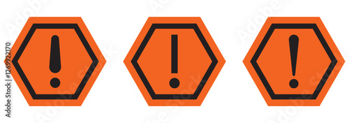 Warning caution sign icon in flat style. Exclamation mark symbol on triangle shape