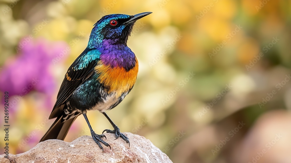 Obraz premium Close-up of a colorful bird perched in a natural setting.