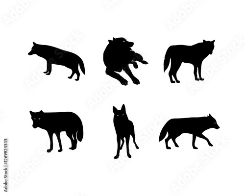 Wolf silhouette set