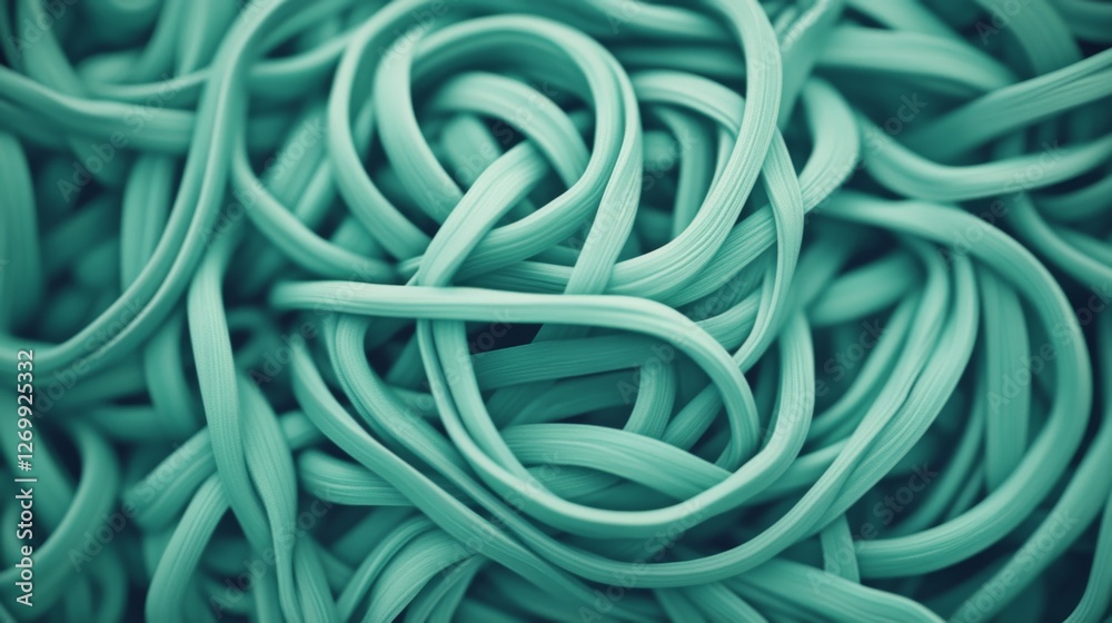 Abstract teal twisted pasta texture. Close up view. Potential use for food or graphic design Abstract teal twisted pasta texture. Close up view. Potential use for food or graphic design
