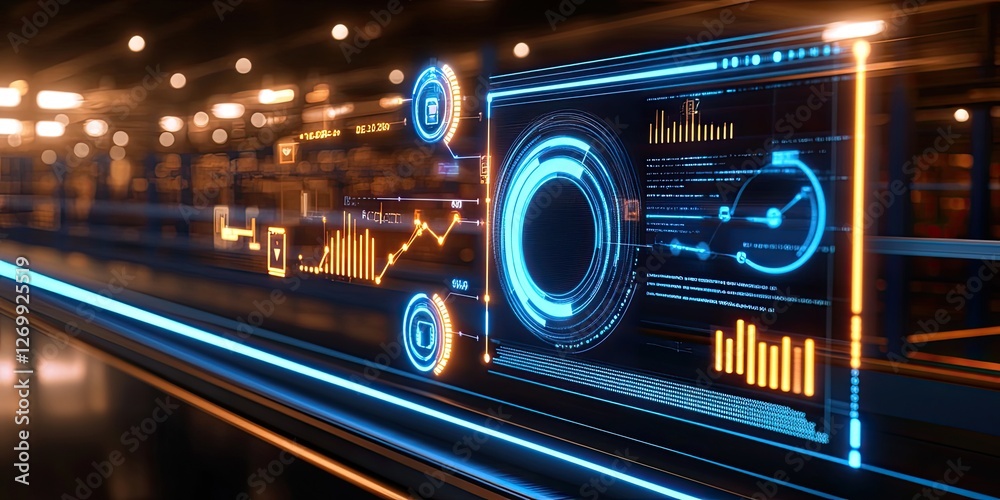 Futuristic Digital Interface Displaying Data Analytics Futuristic Digital Interface Displaying Data Analytics