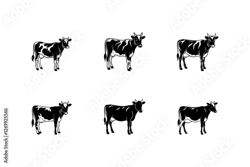 Jersey cow silhouette set